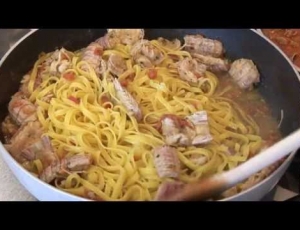 Tagliatelle con Canocchie e Zuppa di Pesce